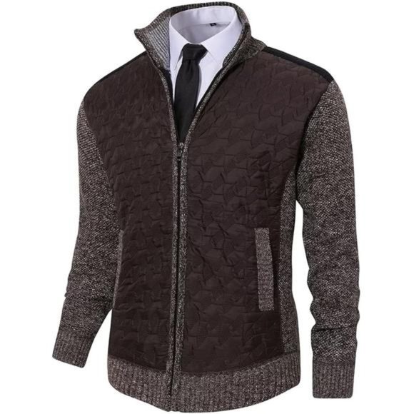 Men's Knitted Cardigan Sweater Causal Thick Full Zip Sweaters for Men
